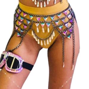 canb rhinestone body chains sexy body belly waist skirt chain festival body jewelry for women and girls (Ⅳ)