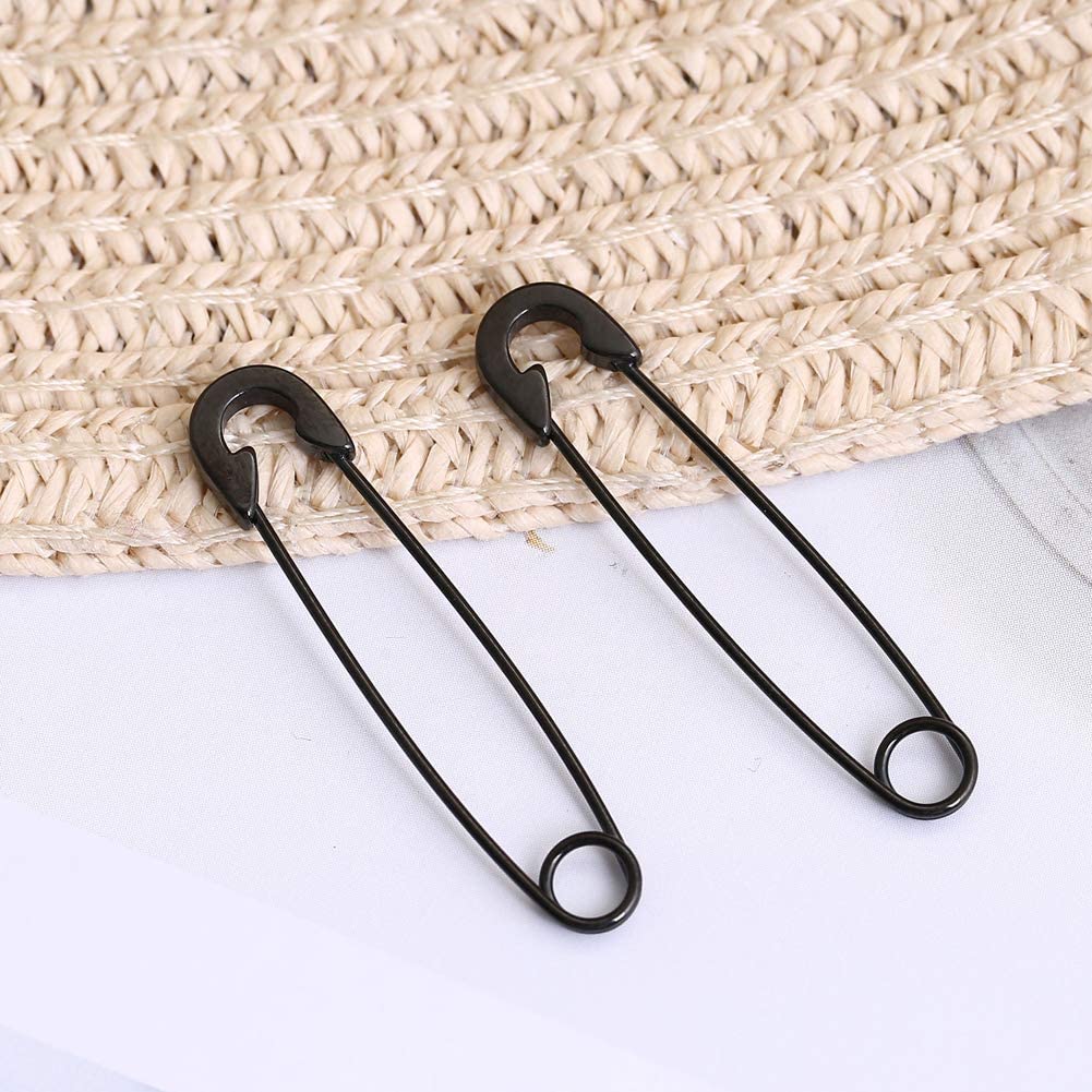 Stainless Steel Stylish Cartilage Earrings Punk Goth Safety Pin Earrings for Women (Black)