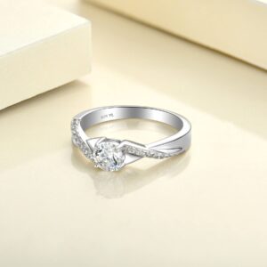 YL 925 Sterling Silver Engagement Ring 5MM 3A Cubic Zirconia Infinity Ring for Women-size7