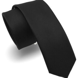 RBOCOTT 2.4" Black Skinny Tie for Men Silk Wedding Business Slim Necktie(9)