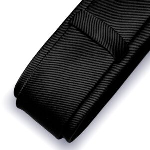 RBOCOTT 2.4" Black Skinny Tie for Men Silk Wedding Business Slim Necktie(9)