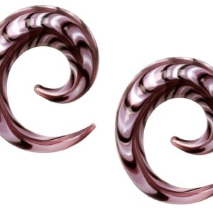 Pierced Owl Purple Swirl Spiral Taper Plugs, Sold as a Pair (6mm (2GA))