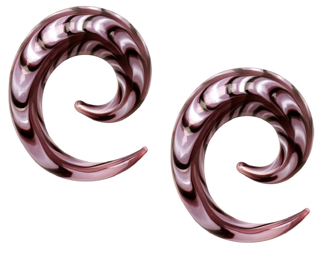 Pierced Owl Purple Swirl Spiral Taper Plugs, Sold as a Pair (6mm (2GA))