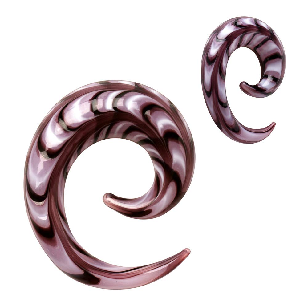 Pierced Owl Purple Swirl Spiral Taper Plugs, Sold as a Pair (6mm (2GA))