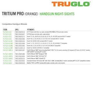 TRUGLO Tritium Pro Glow-in-the-Dark Handgun Night Sights for Walther Pistols, Walther P99 and PPQ (Orange Rear Sight)