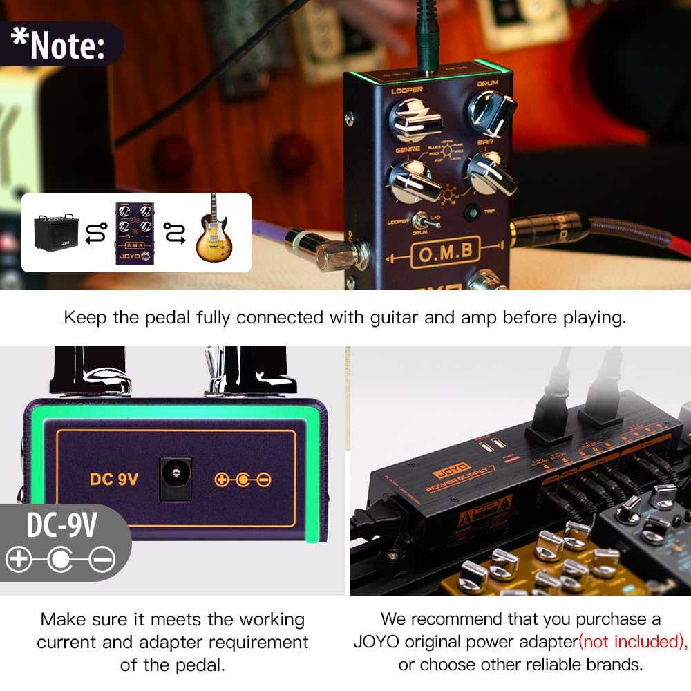 JOYO Looper & Drum Machine Pedal (Looper Cycle Recording/Drum Machine/Looper+Drum) for Electric Guitar Effect (O.M.B R-06)