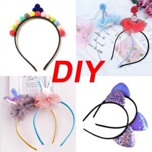 Duufin 40 Pieces Satin Headbands Girls Plain Headband 1cm Craft DIY Headband Colorful Satin Covered Hair Headbands, 40 Colors