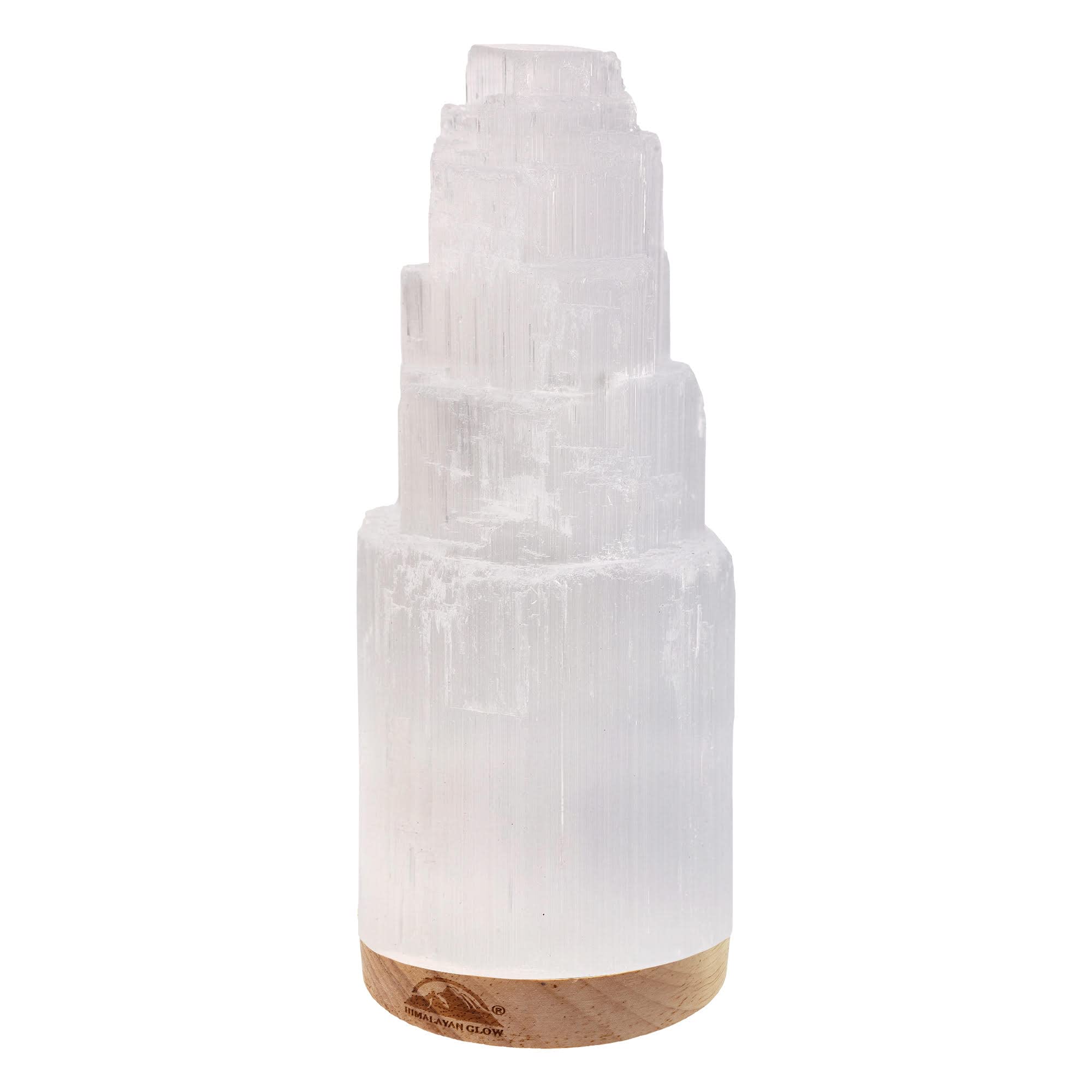 Himalayan Glow WBM Selenite Crystal Lamp 20cm, Moroccan Skyscraper Lamp, Crystals and Healing Stones for Healing and Meditation