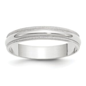 solid 14k white gold 4 mm lightweight milgrain wedding band ring size 8