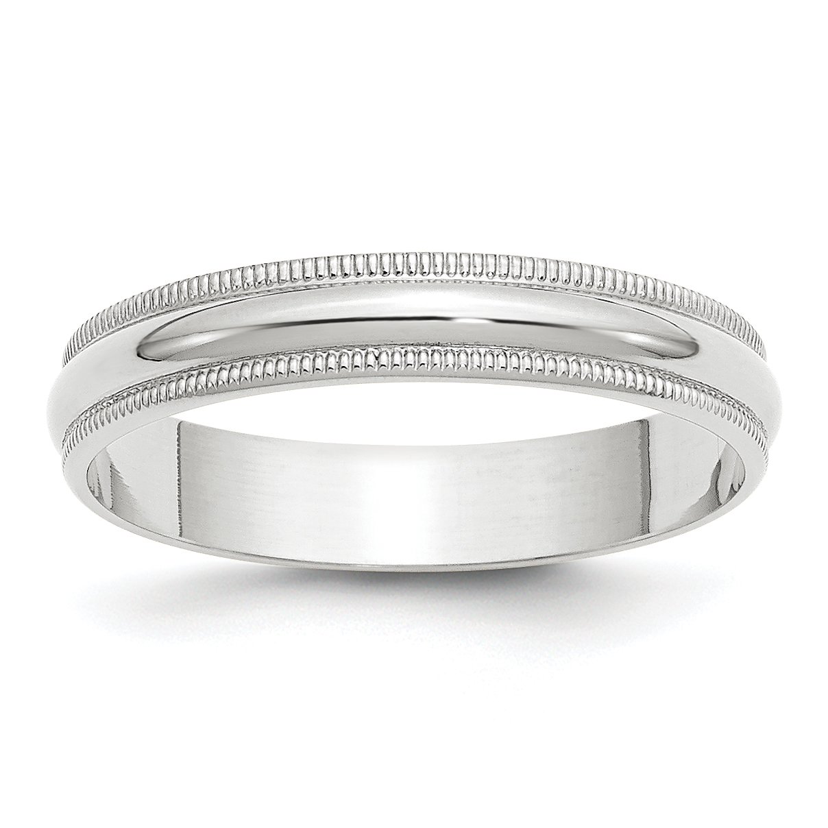 Solid 14k White Gold 4 mm Lightweight Milgrain Wedding Band Ring Size 8