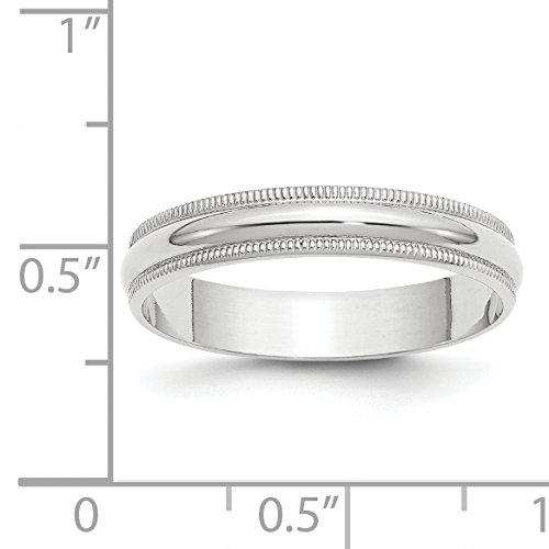 Solid 14k White Gold 4 mm Lightweight Milgrain Wedding Band Ring Size 8