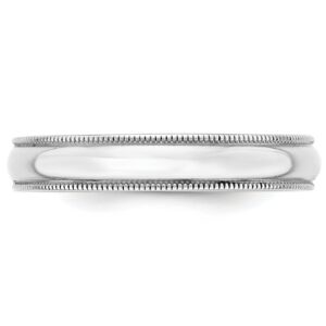 Solid 14k White Gold 4 mm Lightweight Milgrain Wedding Band Ring Size 8