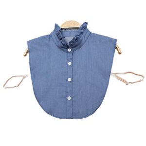 halitoss women's lovely denim fake collar dickey half shirt decorative collar blue