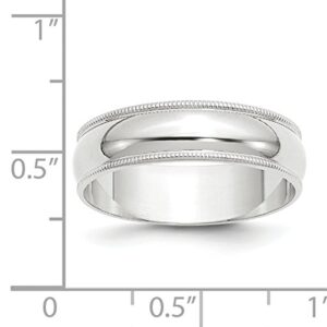 Solid 14k White Gold 6 mm Lightweight Milgrain Wedding Band Ring Size 11