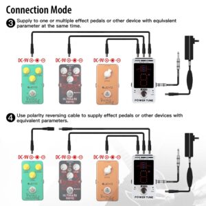 JOYO Power Supply Tuner Pedal with Isolated 8-Channel (2 at 500mA, 6 at 100mA) Low Noise DC 9V Output - True Bypass (Power Tune JF-18R)