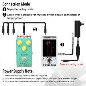 JOYO Power Supply Tuner Pedal with Isolated 8-Channel (2 at 500mA, 6 at 100mA) Low Noise DC 9V Output - True Bypass (Power Tune JF-18R)