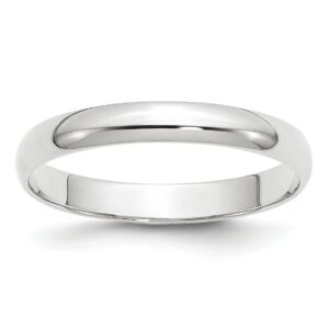 solid 14k white gold 3 mm rounded wedding band ring size 9