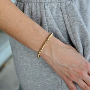 Anela 14kt Gold Filled Bracelet, 5mm Beads, Stretch and Stackable, Hand Made in USA