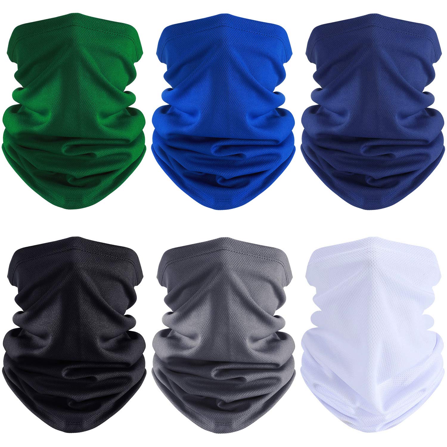 Geyoga 6 Pieces Summer UV Protection Cooling Neck Gaiter Face Clothing Neck Gaiter Scarf Sunscreen Breathable Bandana (Trendy Colors)