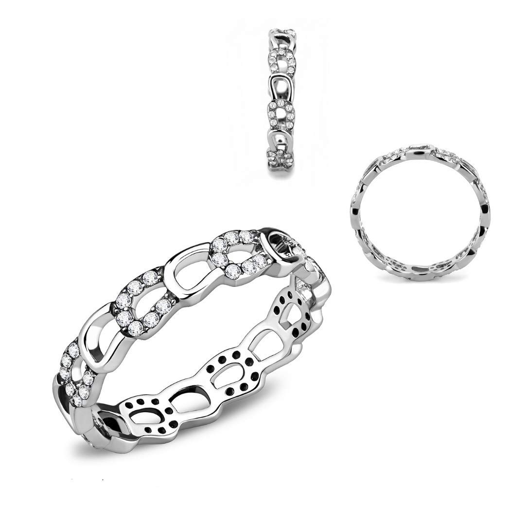 Eternal Sparkles Women's Horseshoe Hoove Horse Equestrian Riding Band with Crystal Details Symbolic Novelty Fashion Hypoallergenic Stainless Steel Statement Ring