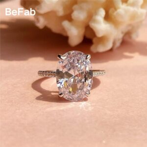 BeFab 925 Sterling Silver 14x10mm 5.81 Ct Oval Solitaire Engagement Ring Large Oval-cut Cz Cocktail Ring (7)