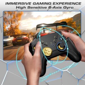 PC Wireless Controller, Bluetooth Gaming Controllers for Windows, Steam, Laptop, Mac, Tablet, iPad, Switch, and Smart TV, with Dual Vibration, 6-Axis Motion, Macro Keys, Turbo Button, LED Backlight