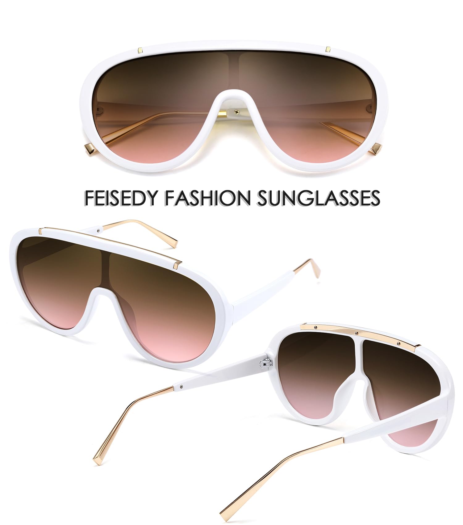 FEISEDY Sunglasses Women Oversized One Piece Frame UV400 Sun Glasses Trendy Retro Shades B2580