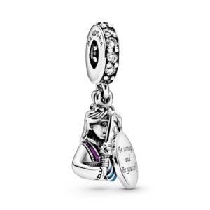 pandora disney mulan sterling silver dangle with clear cubic zirconia, purple and green enamel