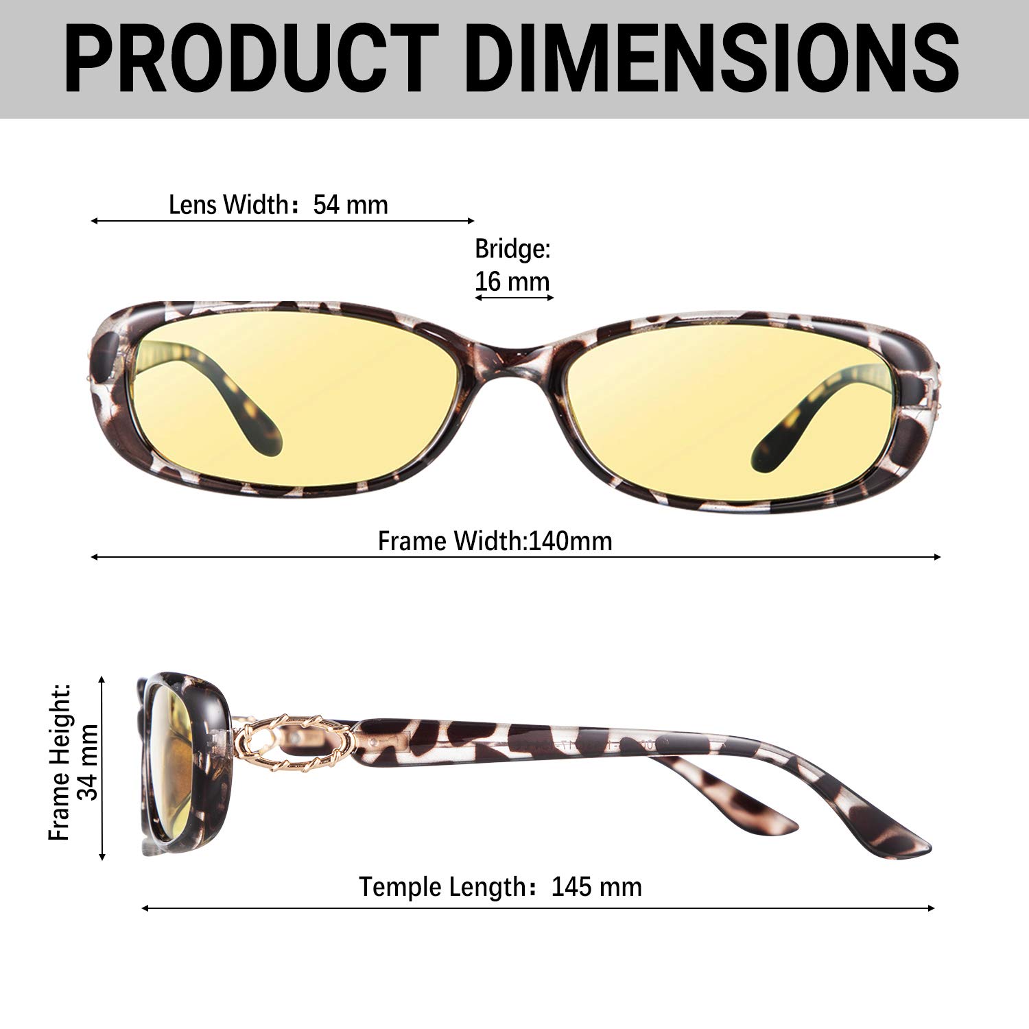 Berwke Night Driving Glasses for Women Anti Glare Polarized-Photochromic Night Vision Glasses Leopard