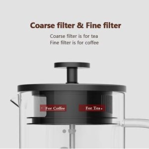 ElephantNum TIMEMORE French Press Coffee Maker Double Filter Mesh 600ml