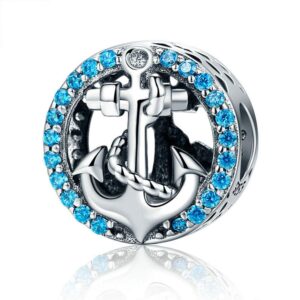 LAMOONY Sailing Boat Charm 925 Sterling Silver, Anchor, Starfish, Jelly Fish Ocean Charm for Pandora Charm Bracelet