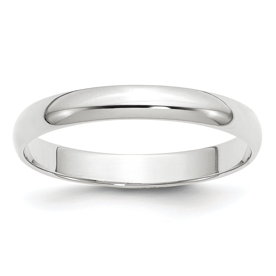 Solid 10k White Gold 3 mm Rounded Wedding Band Ring Size 9