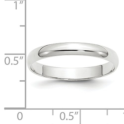 Solid 10k White Gold 3 mm Rounded Wedding Band Ring Size 9