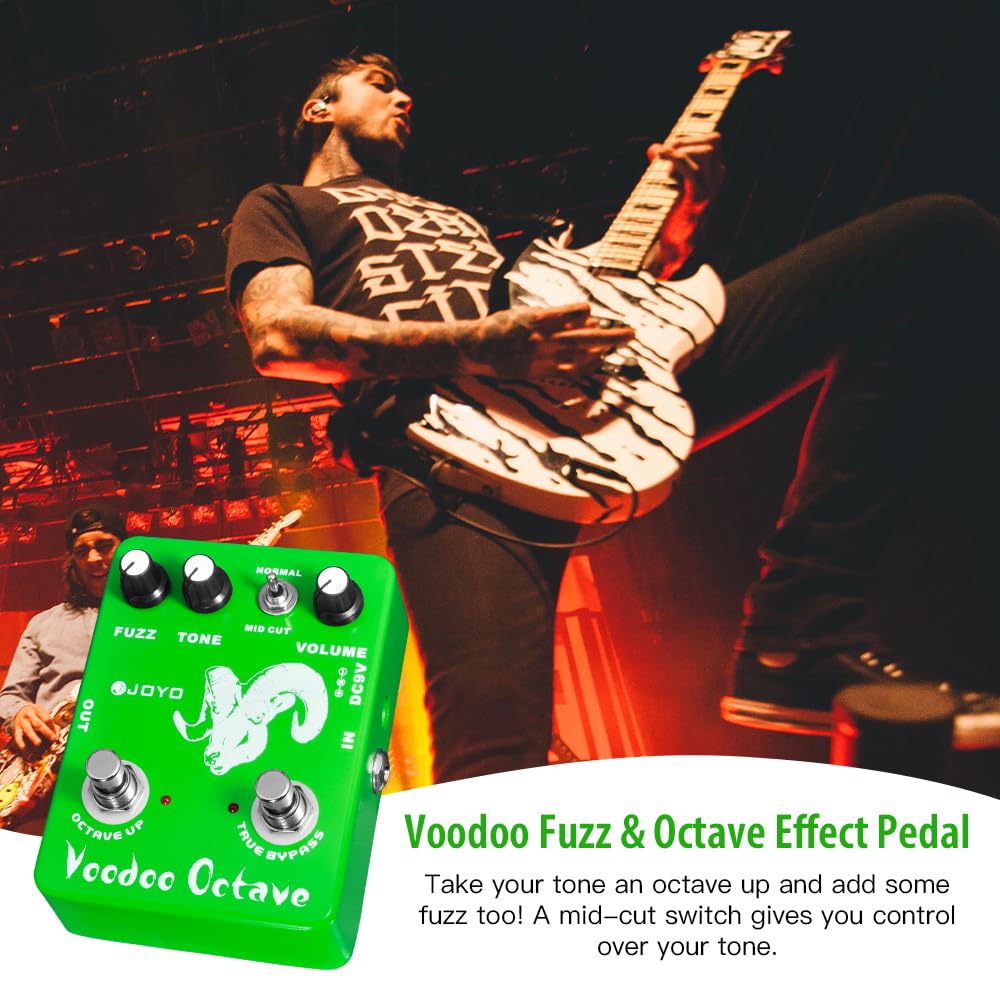 JOYO Octave Fuzz Pedal, Germanium Fuzz 60's Rock Effect - JF-12, Green White, Electric Guitar