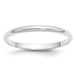 solid 10k white gold 2 mm rounded wedding band ring size 9