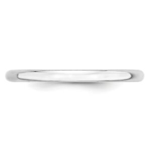 Solid 10k White Gold 2 mm Rounded Wedding Band Ring Size 9