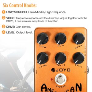 JOYO American Sound Amp Simulator Pedal of Fd 57 Deluxe Amplifier from Clean to Overdrive Sound for Electric Guitar Effect - Bypass (JF-14)