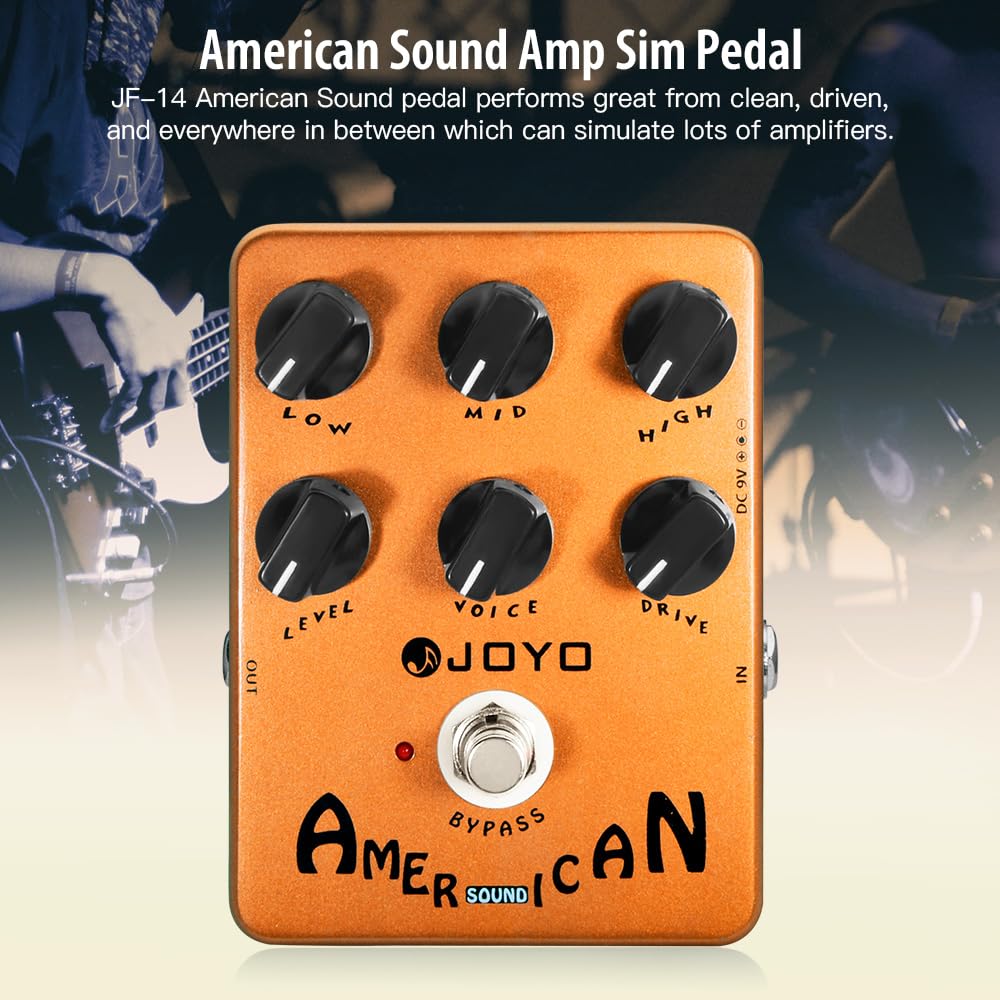 JOYO American Sound Amp Simulator Pedal of Fd 57 Deluxe Amplifier from Clean to Overdrive Sound for Electric Guitar Effect - Bypass (JF-14)