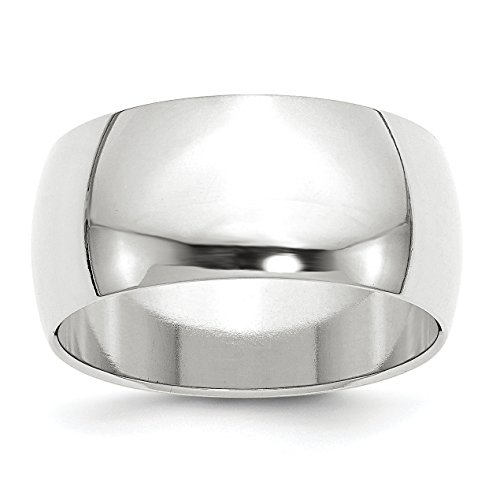 Solid 10k White Gold 10 mm Half Round Wedding Band Ring Size 7