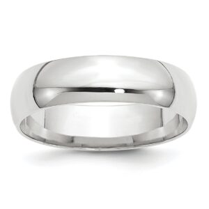 Solid 10k White Gold 6 mm Comfort Fit Wedding Band Ring Size 4.5