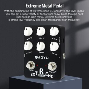 JOYO Metal Distortion Pedal with 3 Band EQ and Low-Mid-High Gain Boost for Electric Guitar Effect - Bypass (Extreme Metal JF-17)