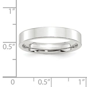 Solid 10k White Gold 4 mm Comfort Fit Flat Wedding Band Ring Size 7.5