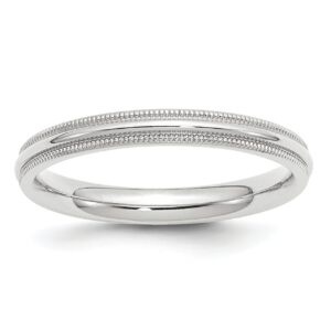 solid 10k white gold 3 mm comfort fit milgrain wedding band ring size 4