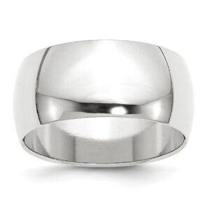 Solid 10k White Gold 10 mm Half Round Wedding Band Ring Size 7.5