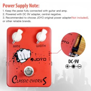 JOYO Chorus Pedal Crisp & Transparent Chorus Full Bodied Sounds and Deep-clear Tone for Electric Guitar Effect - True Bypass (JF-05)