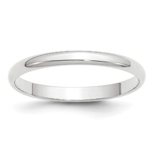 solid 10k white gold 2.5 mm rounded wedding band ring size 7