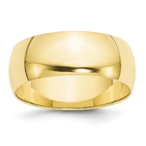 jewelry stores network solid 10k yellow gold 8 mm rounded wedding band ring size 5.5