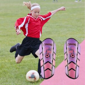 CybGene Soccer Shin Guards for Kids Adults Soccer Gear for Boys Girls Youths Protective Equipment Adjustable Straps with Breathing Holes Purple M