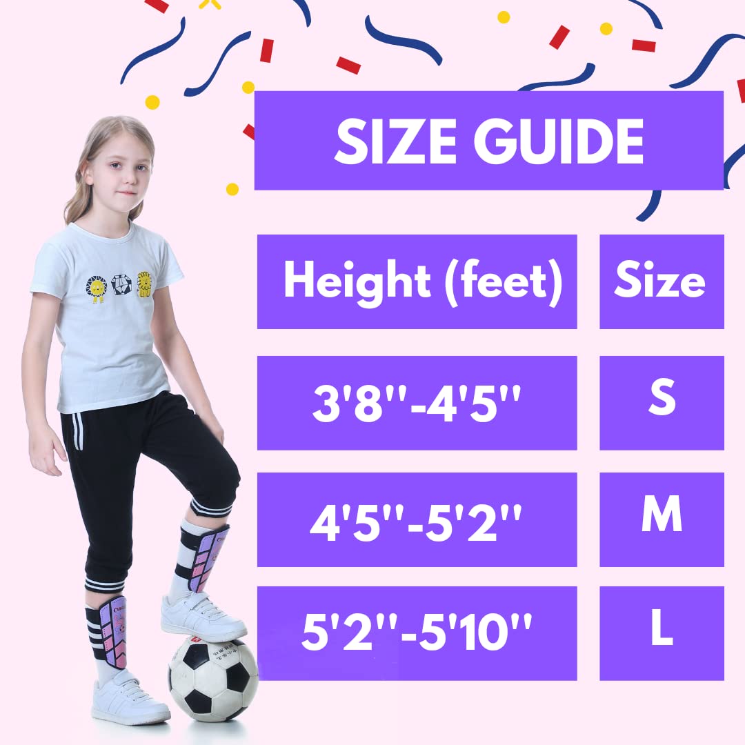 CybGene Soccer Shin Guards for Kids Adults Soccer Gear for Boys Girls Youths Protective Equipment Adjustable Straps with Breathing Holes Purple M