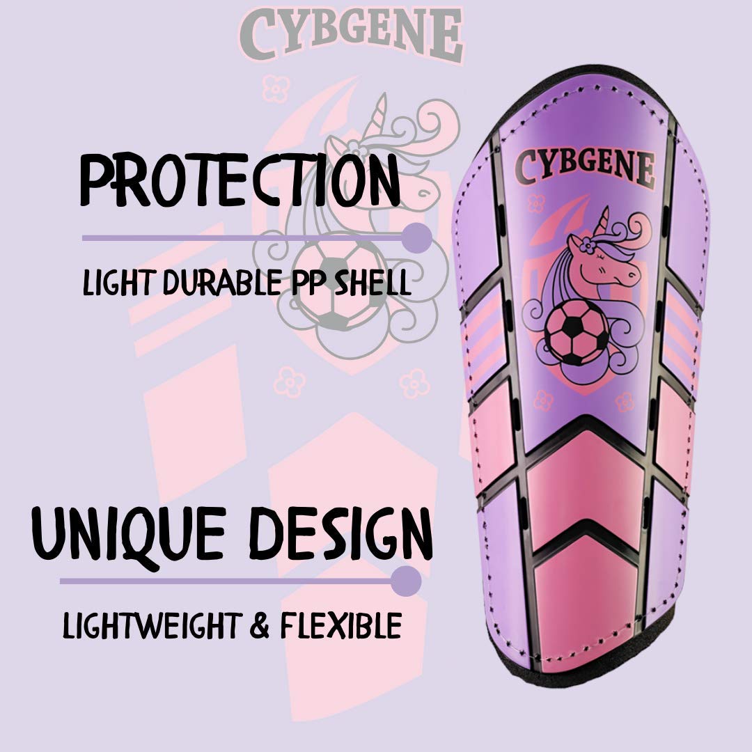 CybGene Soccer Shin Guards for Kids Adults Soccer Gear for Boys Girls Youths Protective Equipment Adjustable Straps with Breathing Holes Purple M